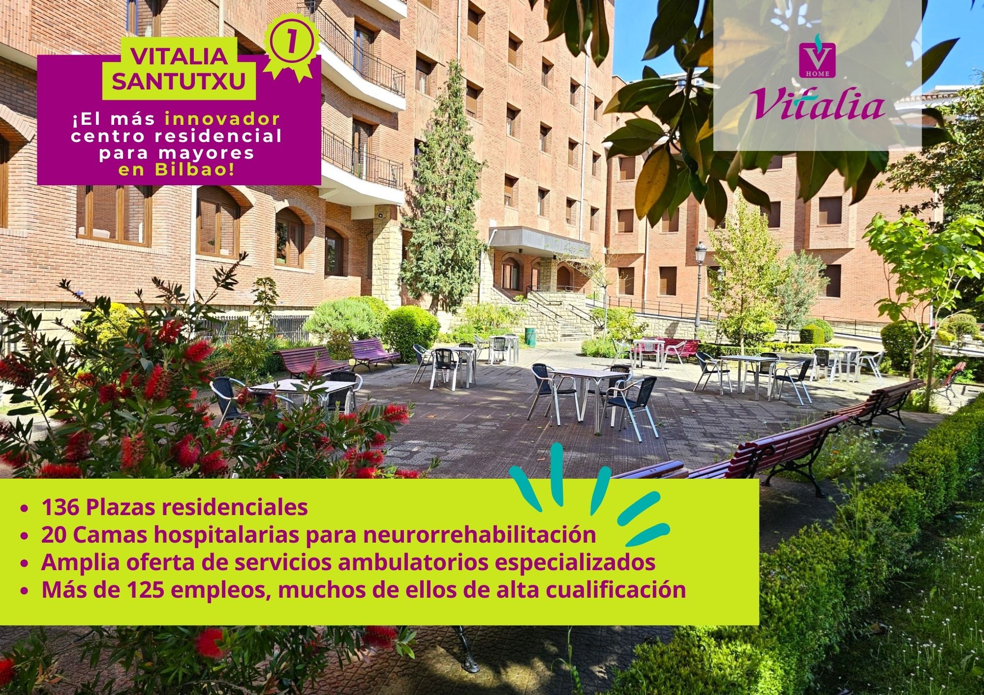 Vitalia convierte el asilo de Santutxu en un centro asistencial de referencia y un hospital puntero de neurorrehabilitación